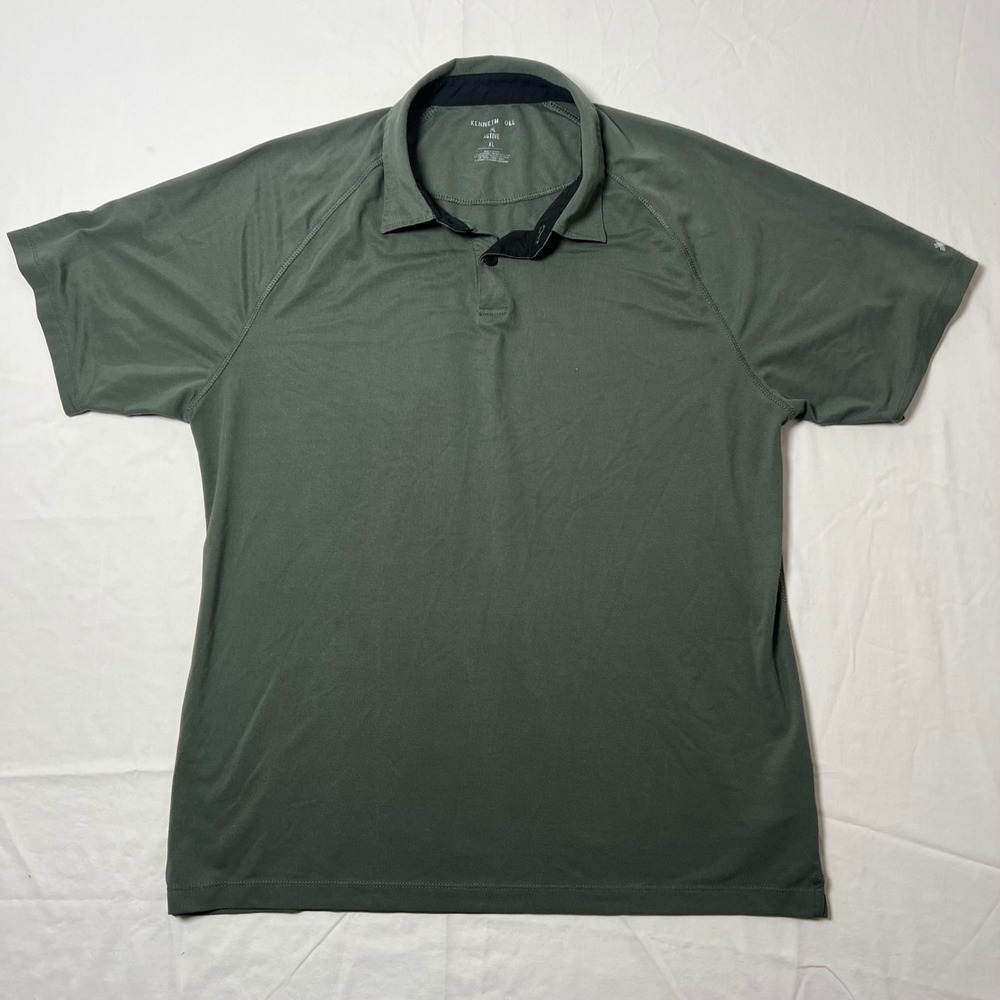 Kenneth Cole Active Mens XL Olive Green Performance Polo Shirt‎ Tencel Stretch